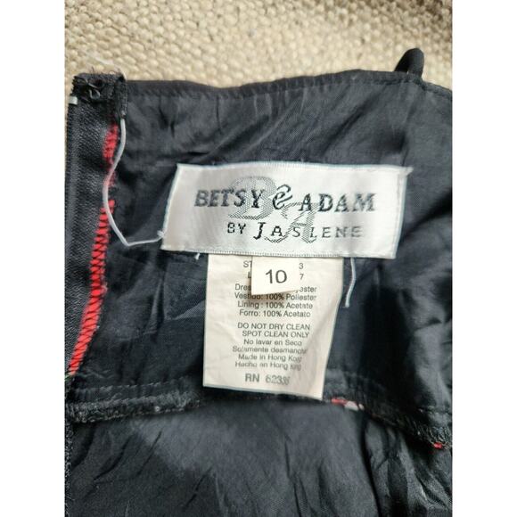 betsy and adam By Jalene dress Black With Red Flower Rhinestones 10 Pre-owned - Picture 8 of 9